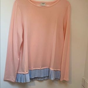 Light pink and seersucker sweater